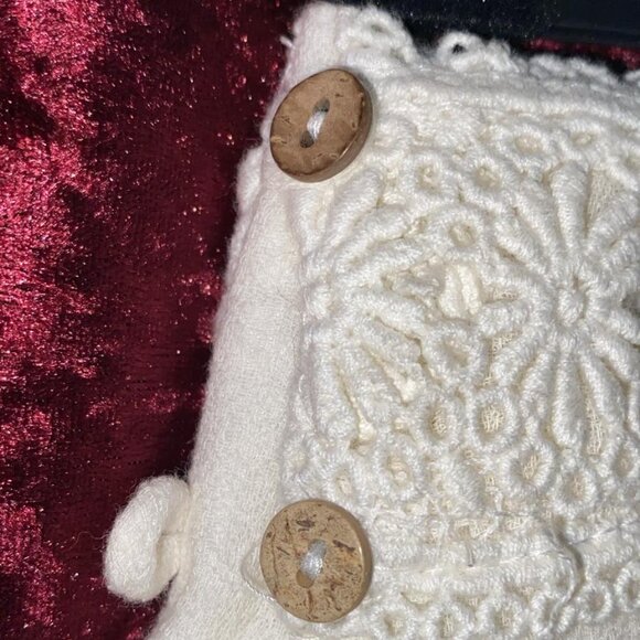 Free People Ivory Floral Lace Trim Crochet Boho Stretch Biker Shorts - Picture 5 of 6